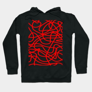 Red random abstract doodle lines pattern Hoodie